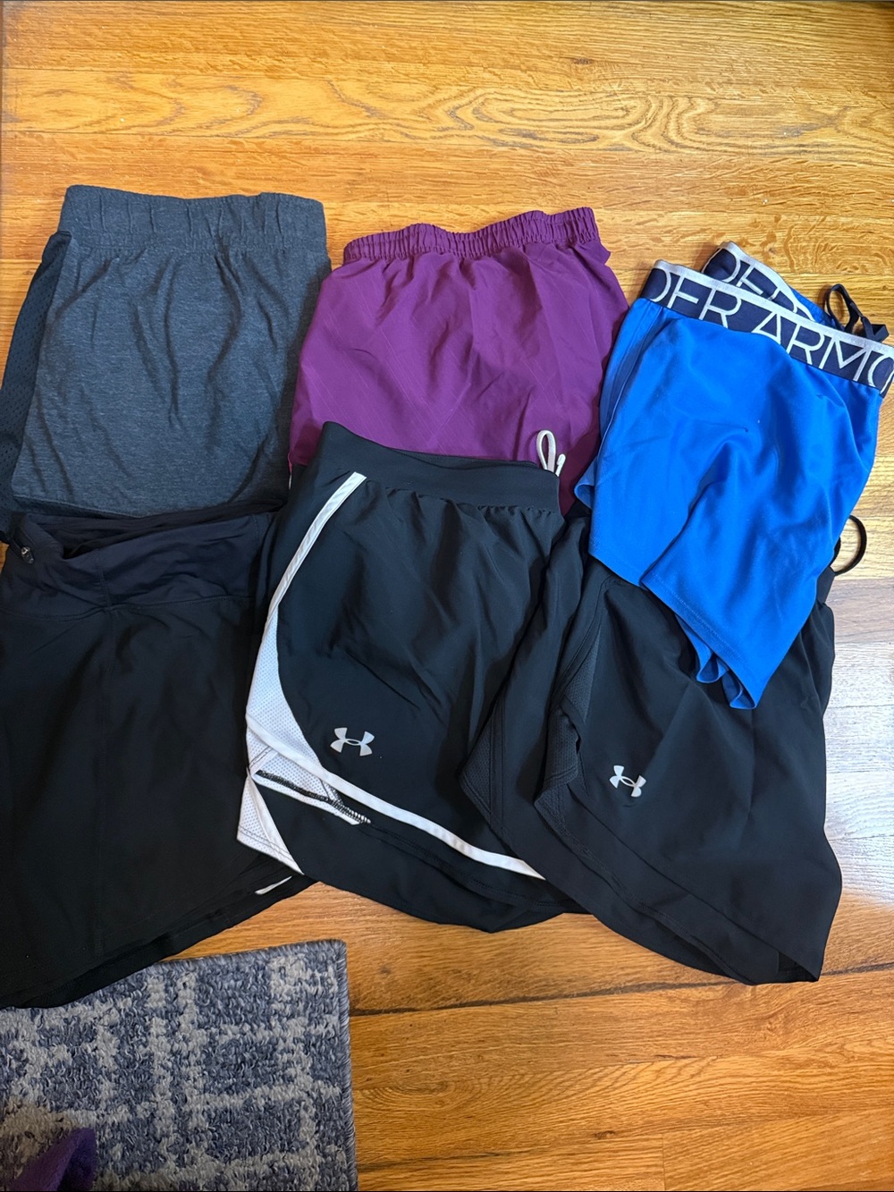Under Armour Ladies Active Shorts Bundle - Black, Purple, Blue